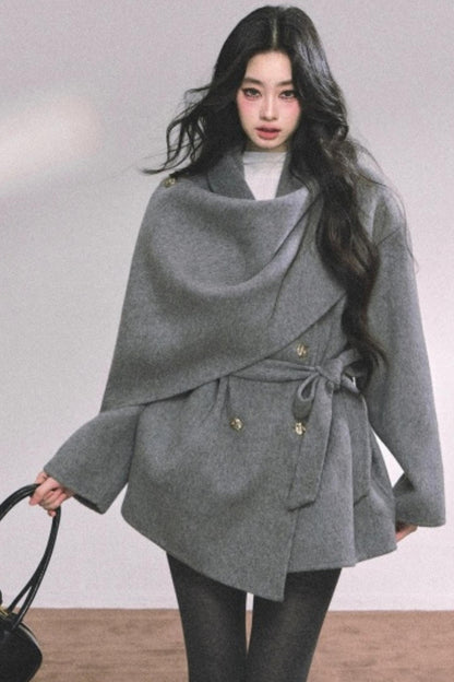 Winter Plaid Wool Coat