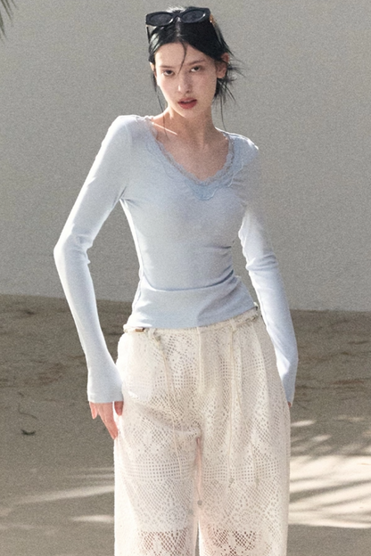 Hollow Crochet Lace Pants