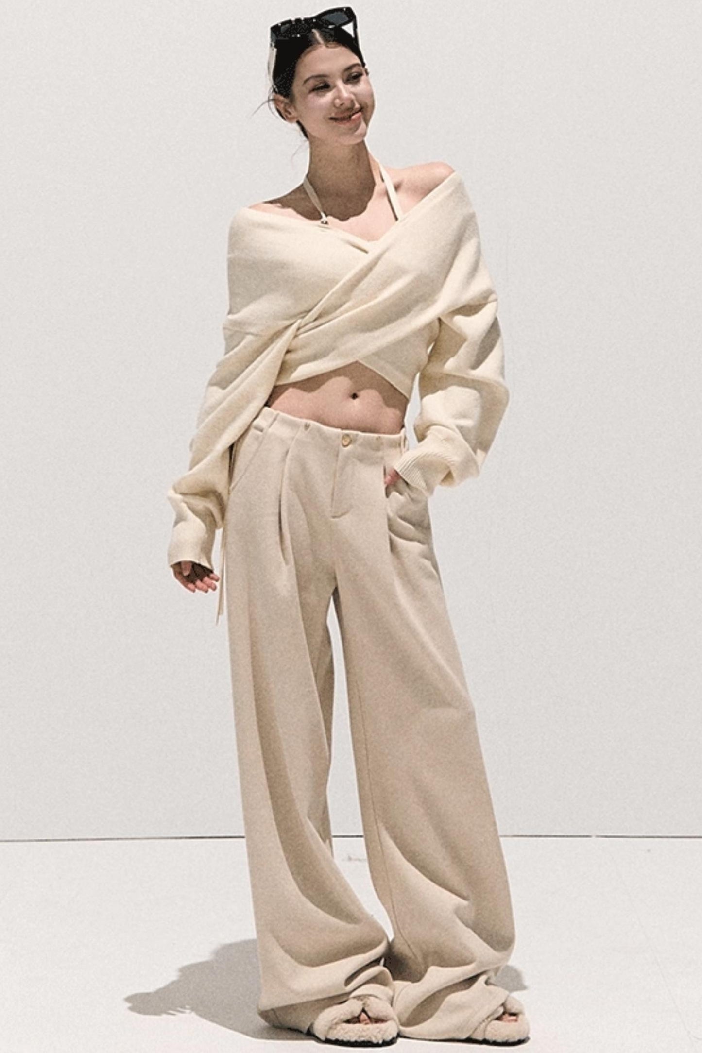 Basic Wool High-Waisted Wide-Leg Trousers