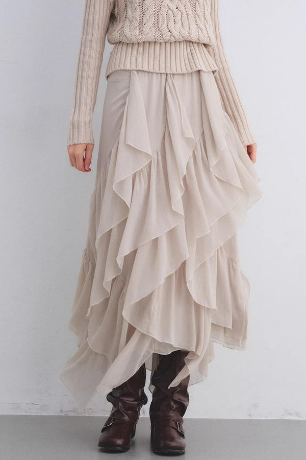 Elastic Chiffon Draping Skirt
