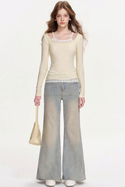 Custom-Dyed Wool Lace Top