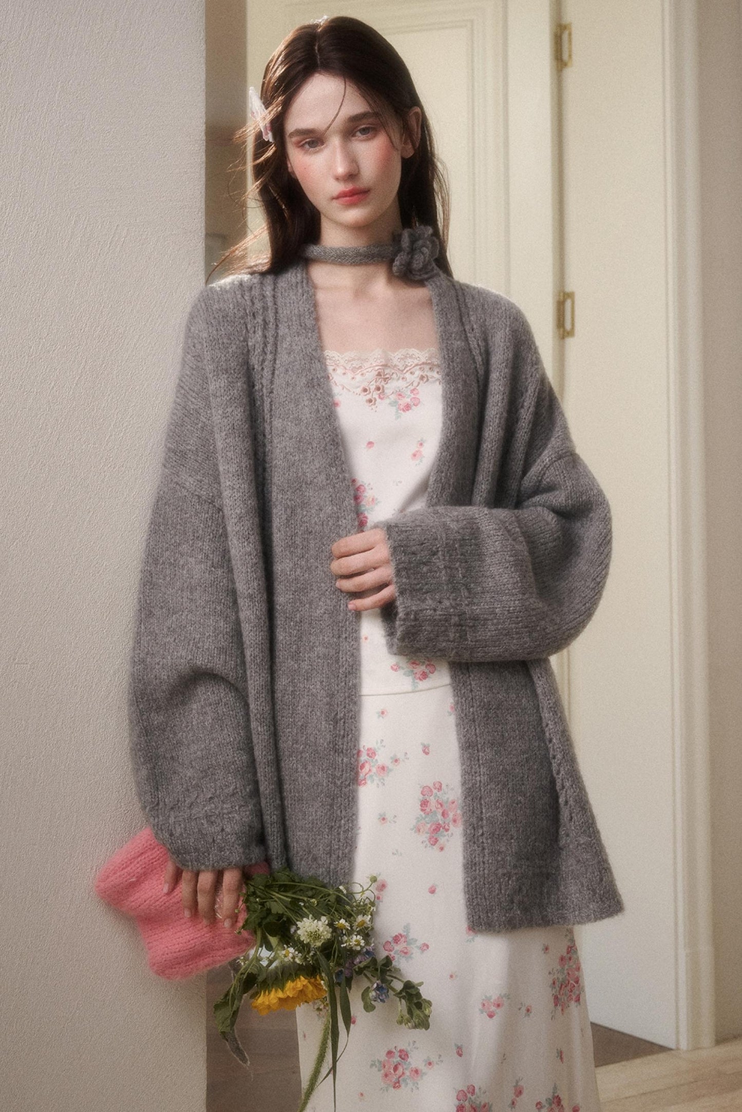 Fluffy Wool Long Cardigan