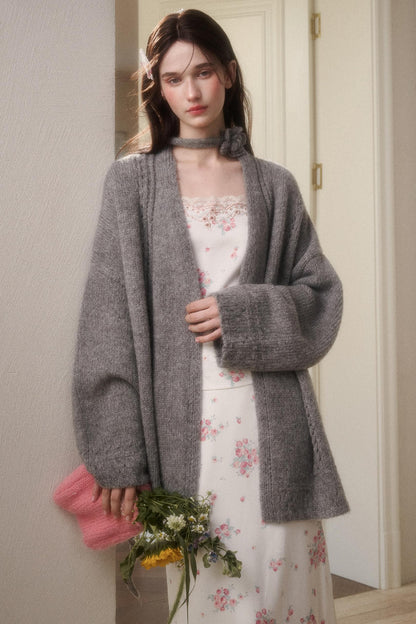 Fluffy Wool Long Cardigan