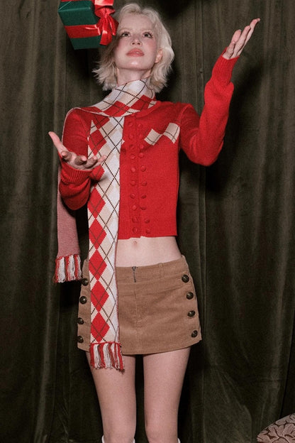 Slim-Fit Quilted Knit Sweater Set