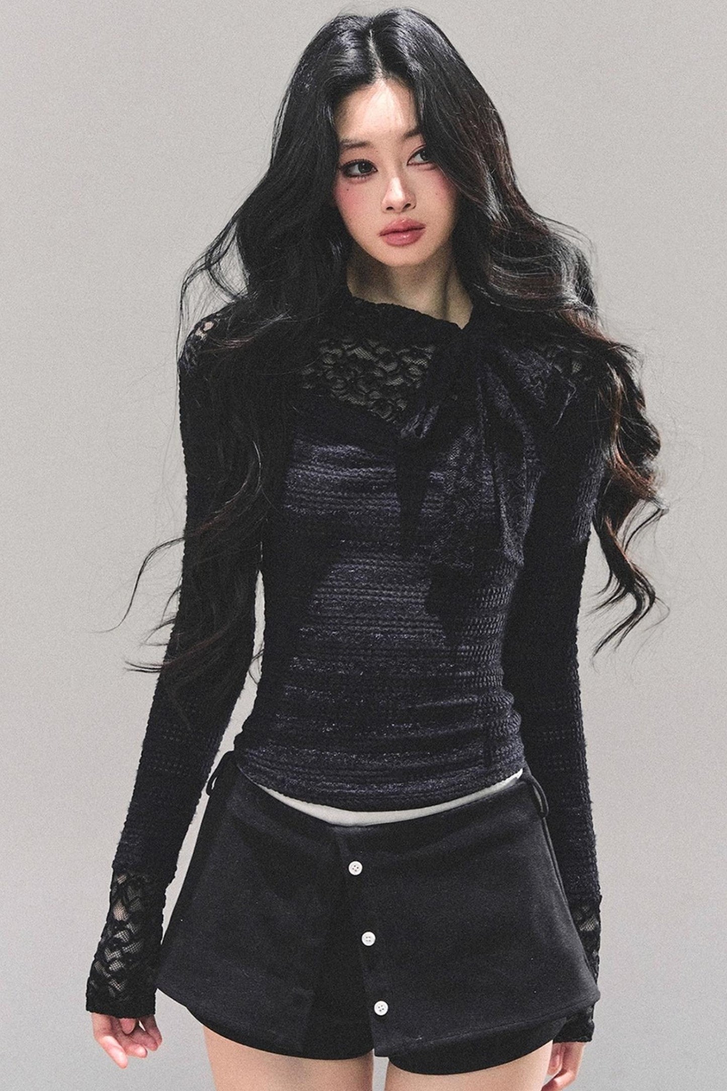 Black and White Lace Top