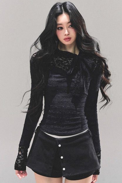 Black and White Lace Top