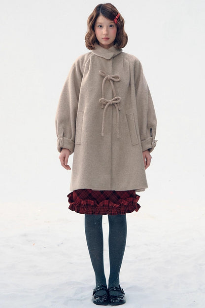 Retro Woolen Bow Coat