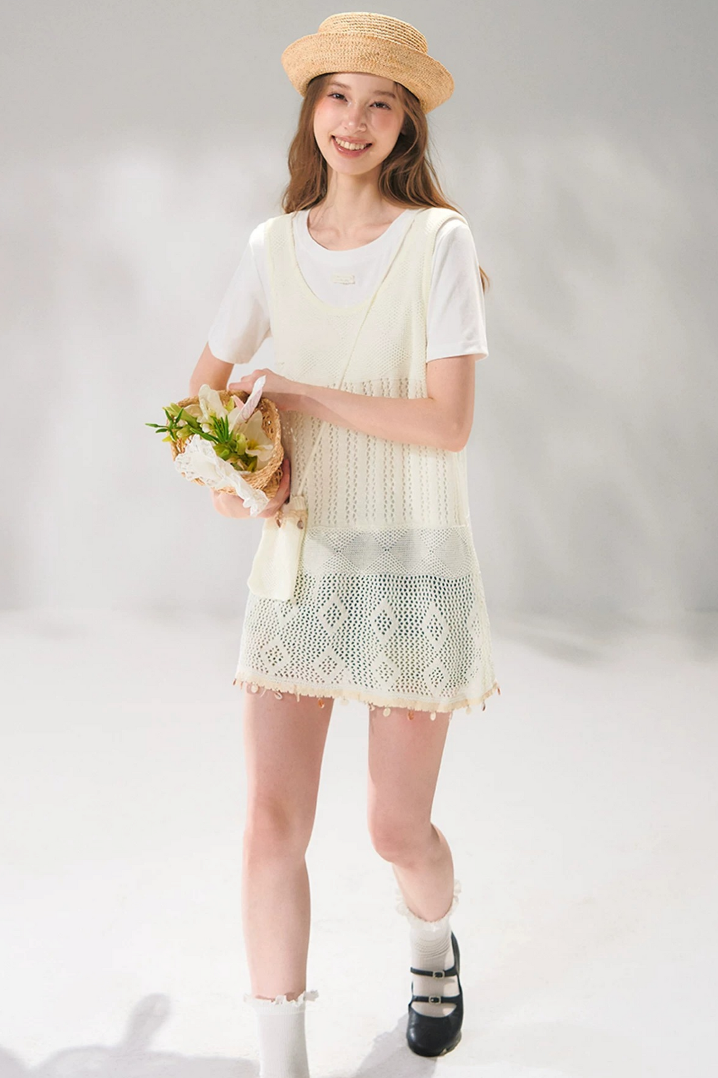 Shell Jacquard Knitted Vest Set