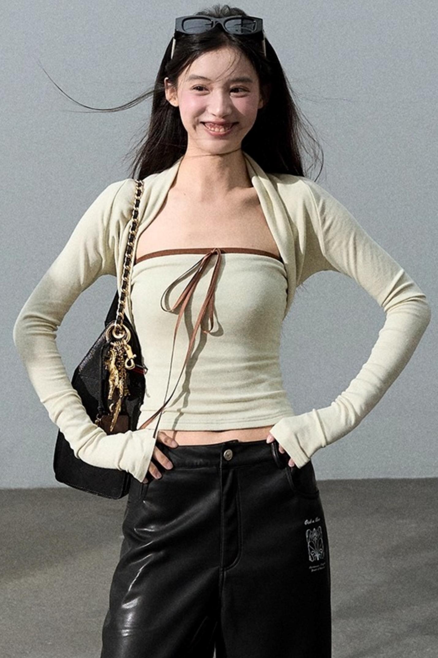 Fall Bandeau With Cardigan Set