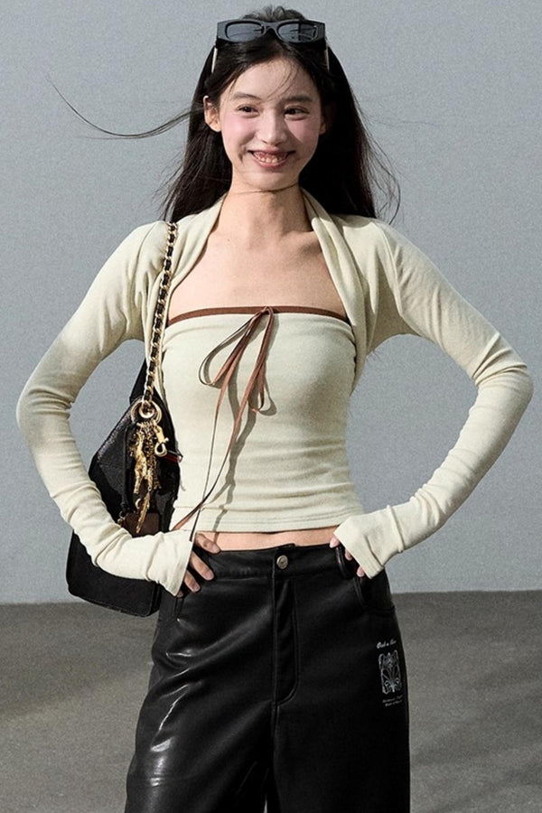 Fall Bandeau With Cardigan Set