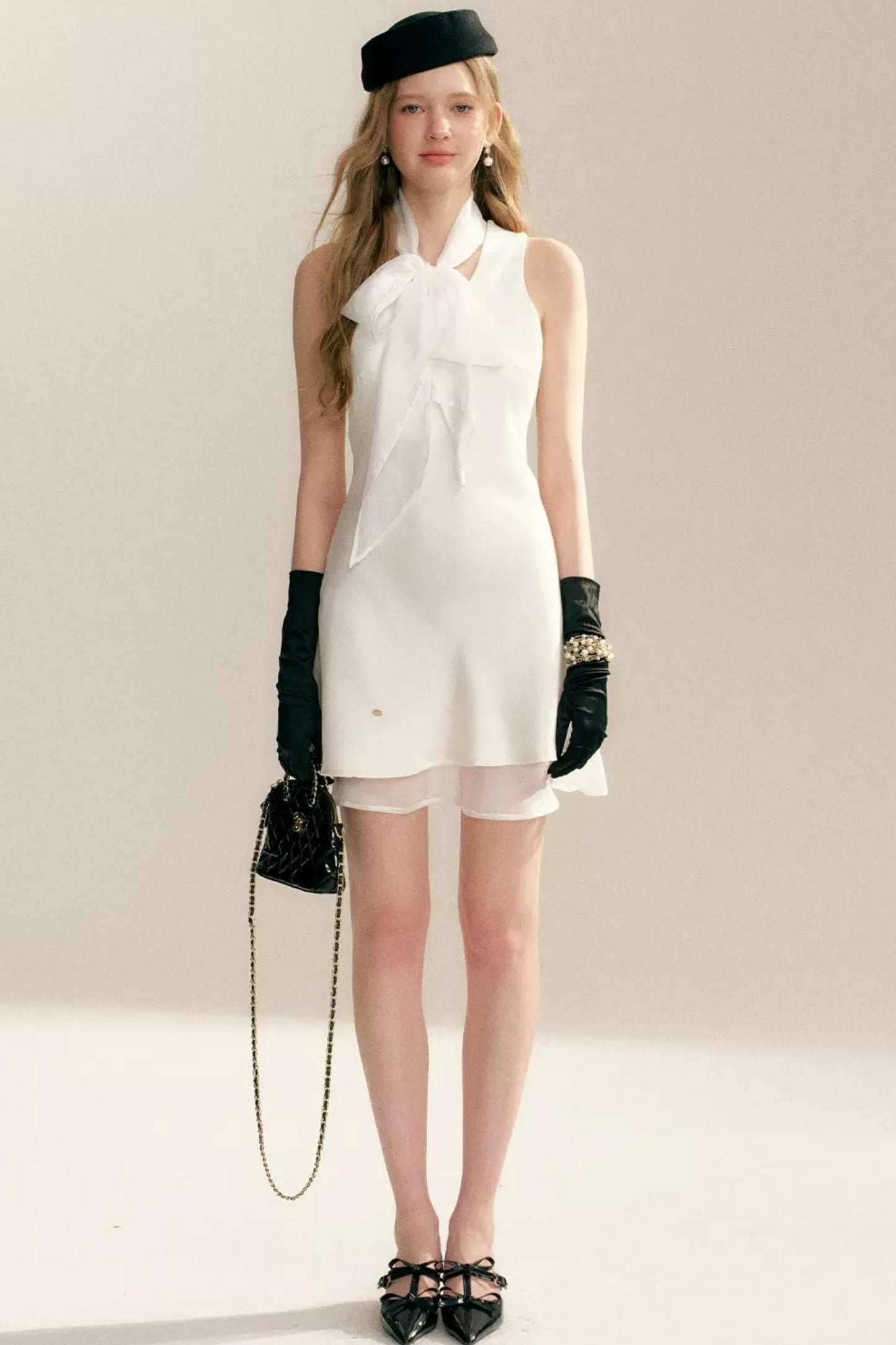 Acetate Halter Cape Dress Set-Up