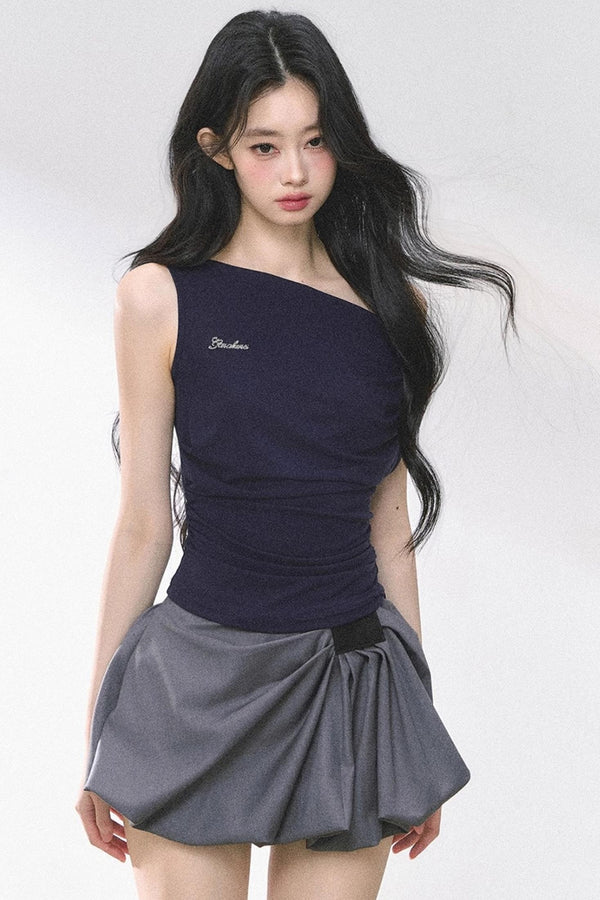 Shoulder-Baring Slim Crop T-Shirt