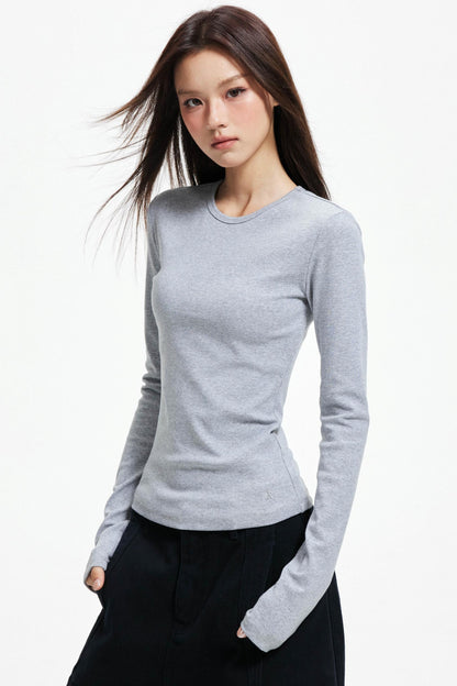 Slim Round Neck Long Sleeve Knitwear