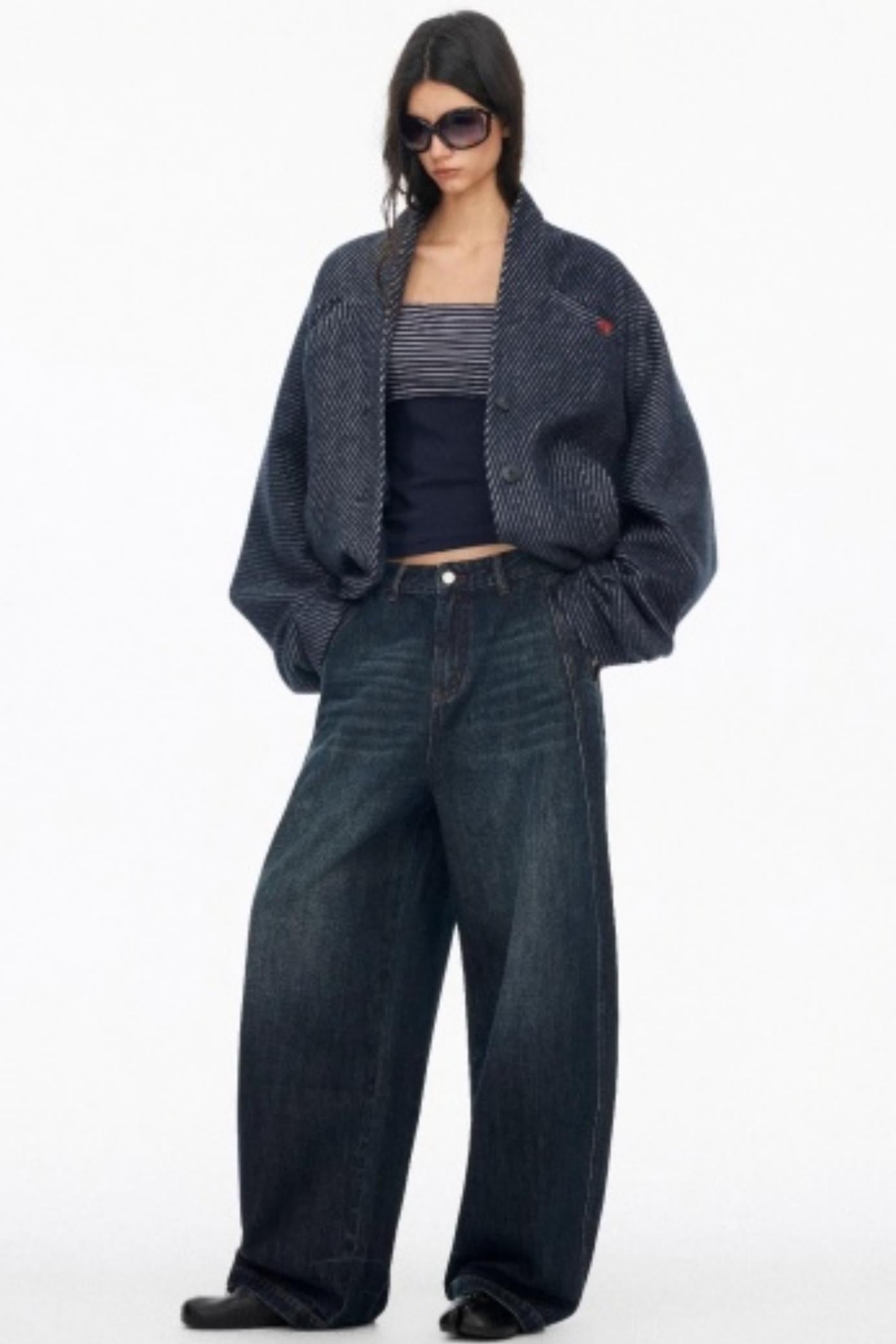 Distressed Cat Whiskers Straight Jeans