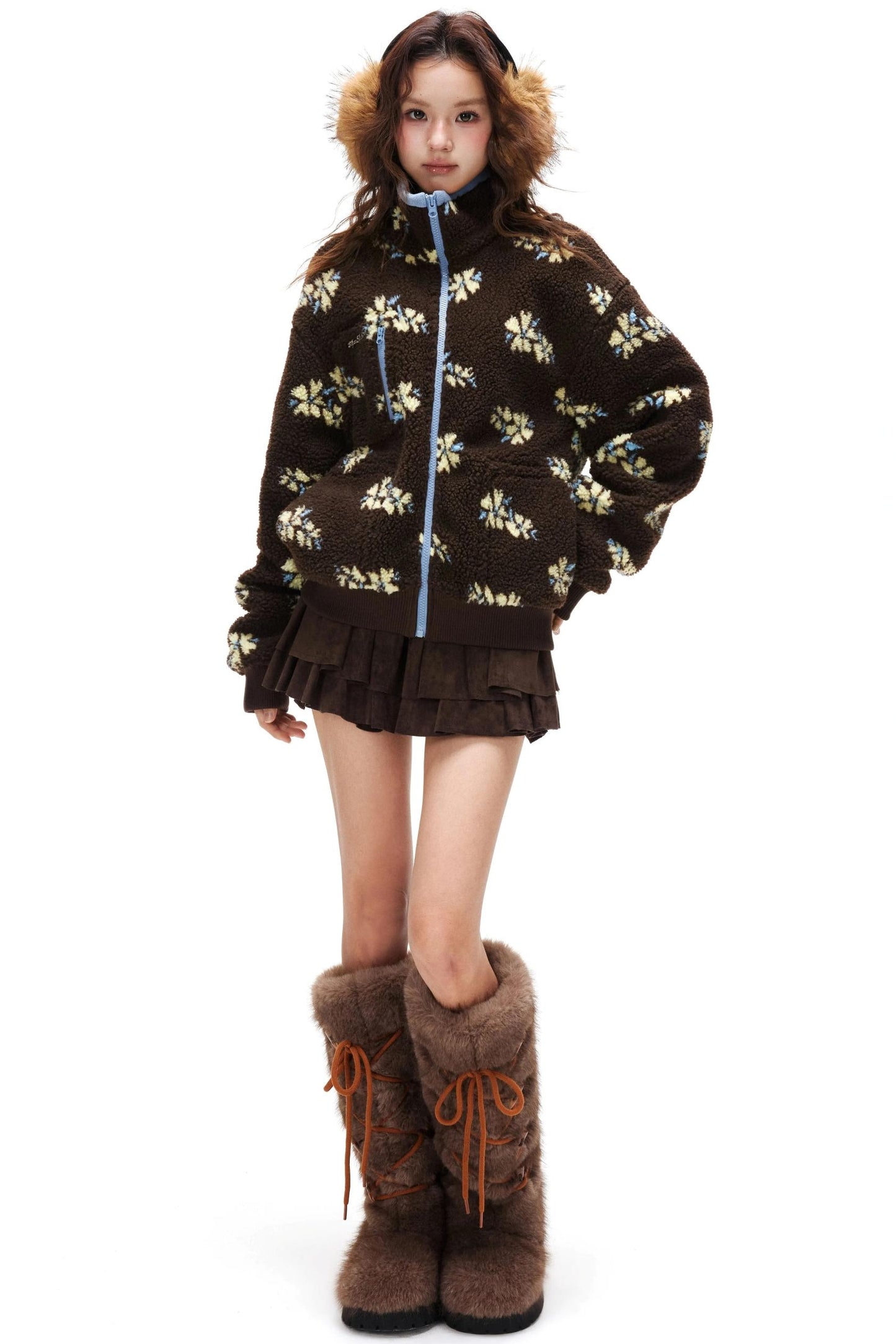 Suede Ruffled A-Line Skirt