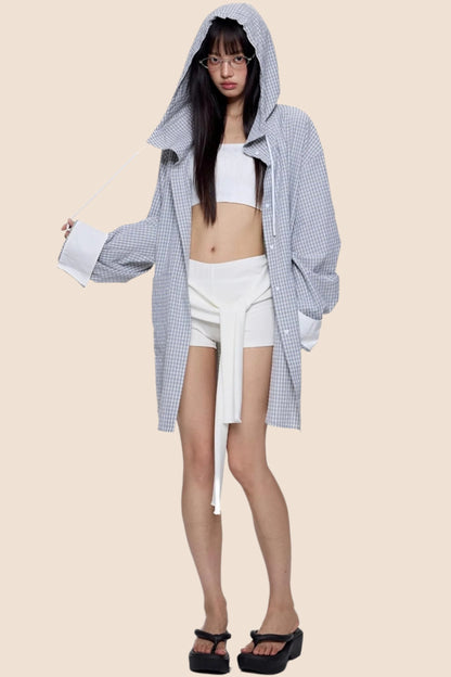 Plaid Hooded Casual Jacket