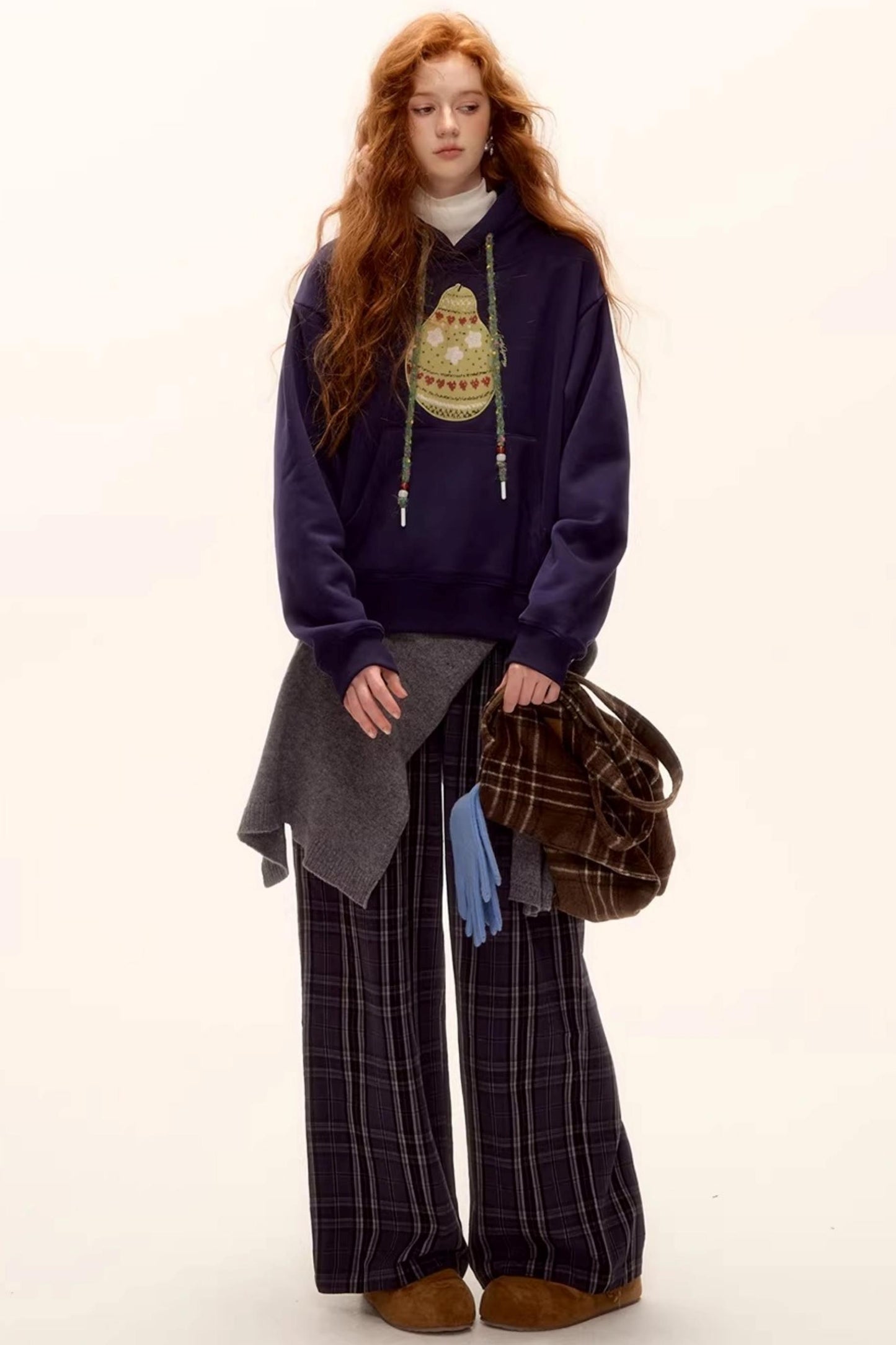 Brushed Fair Isle Hooded Top