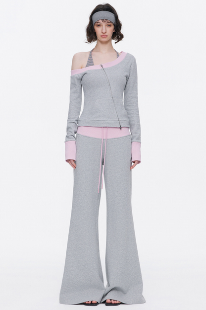 One-Shoulder Color-Blocked Top Set-Up