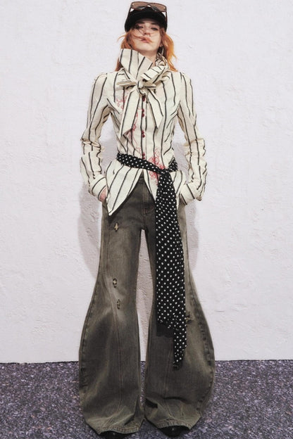 Embroidered Slim Striped Shirt