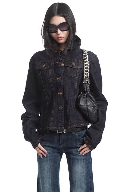 American Retro Long-Sleeve Denim Top