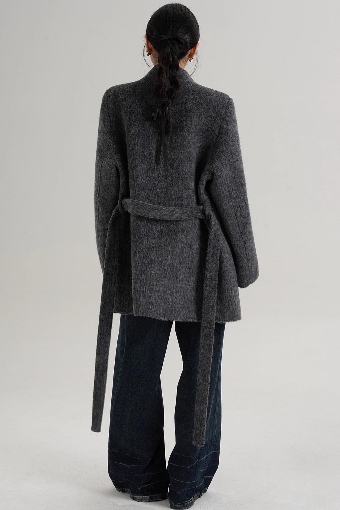 Elegant Gray-Blue Wool Coat
