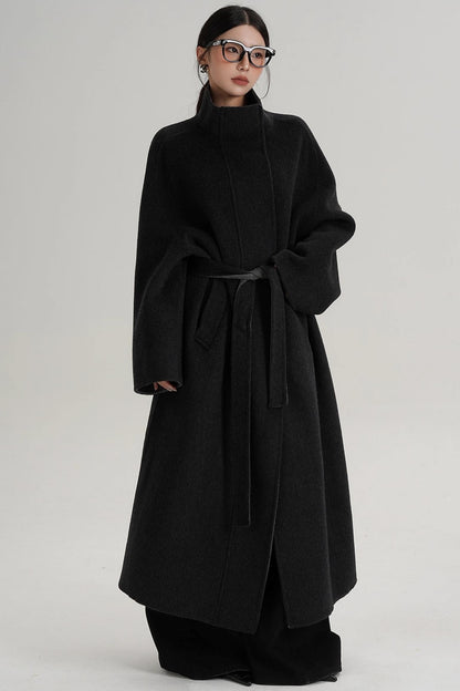 Casual Double-Sided High Neck Wool Coat