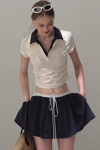 Vintage Lace Poncho Polo Skirt Set-Up