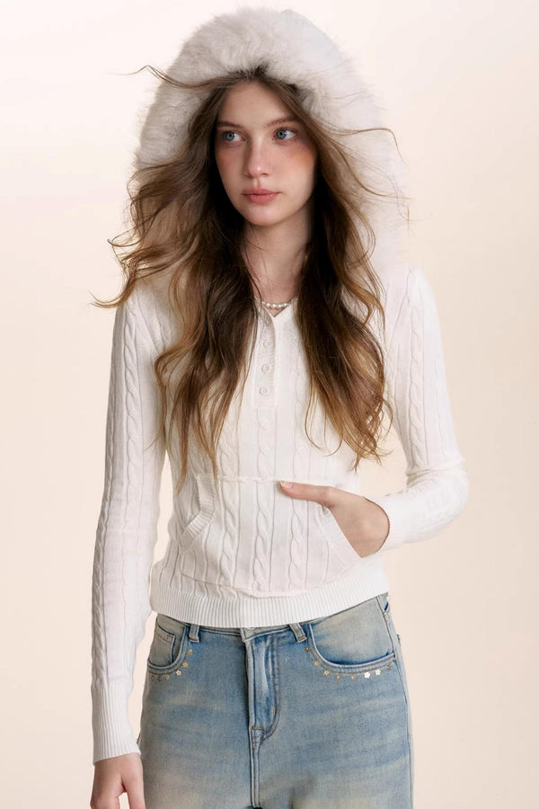 Plush Winter Fur Collar Sweater