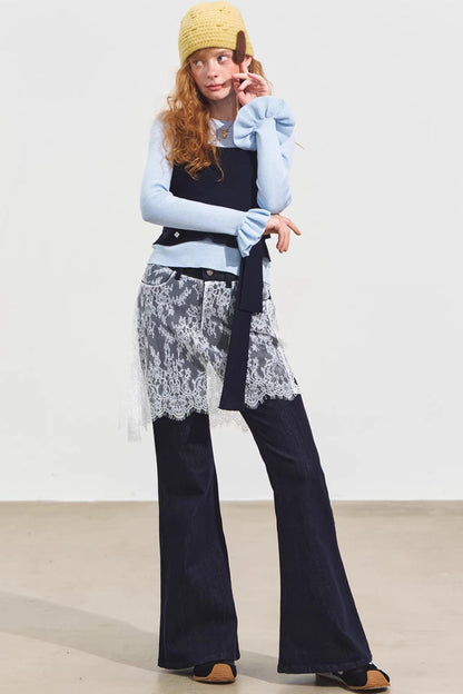 Plaid Collar Sweater Set-Up