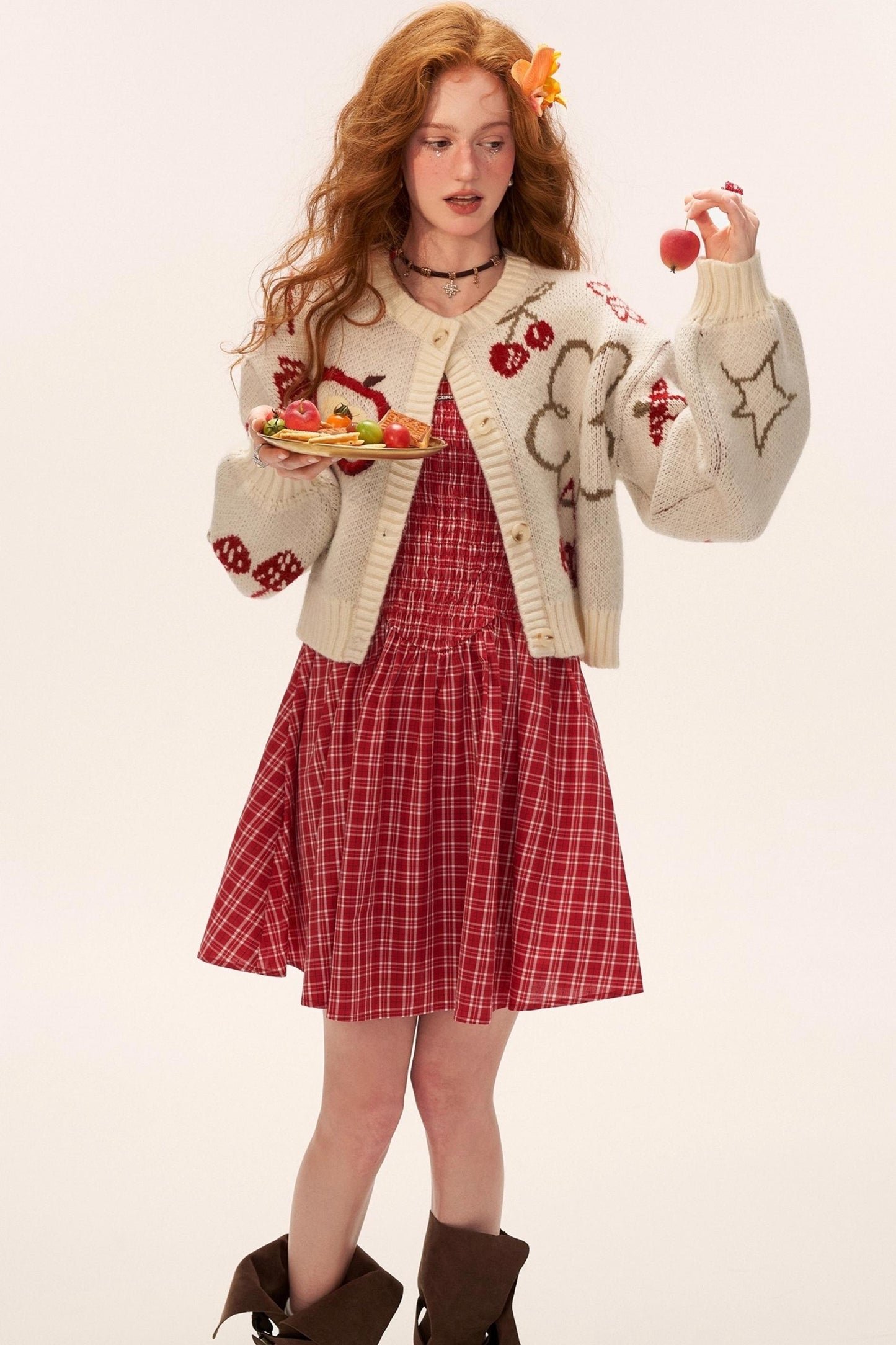 Knitted Cherry Cardigan