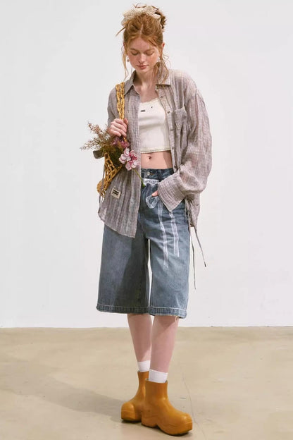 Plaid Mesh Summer Shirt Jacket