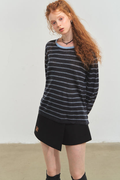 Vintage Striped Gray Knit Top