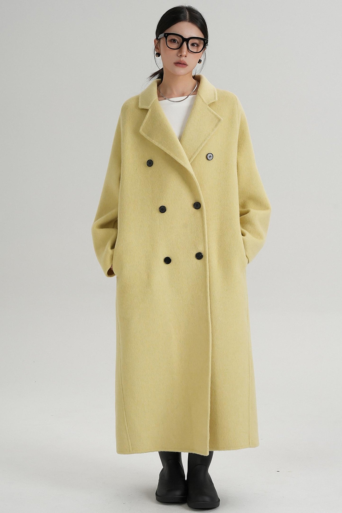 With Suit Collar Long Woolen Coat