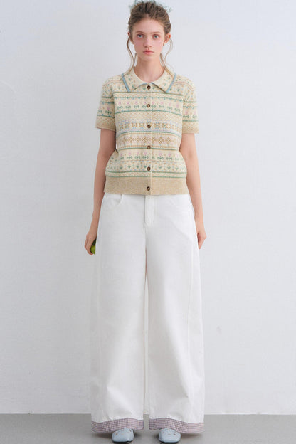 Plaid Patchwork High-Waisted Pants