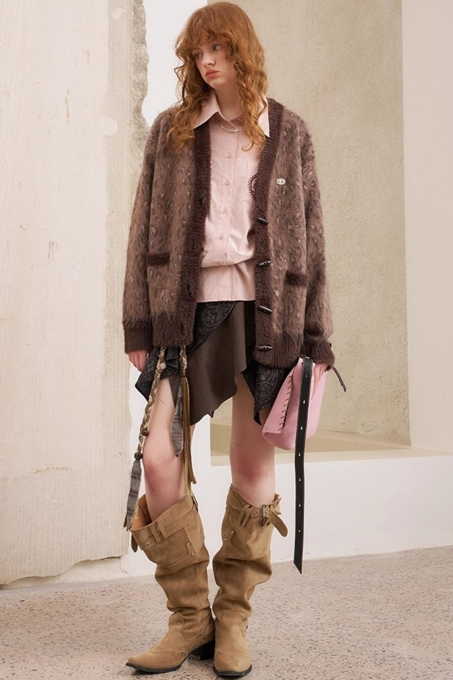 Cashew Flower Embroidered Long Sleeve Shirt