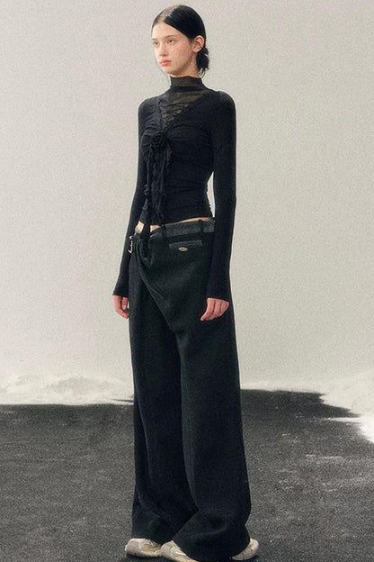 High-Neck Lace Winter Top