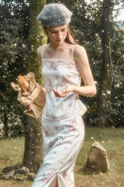 Comfortable Embroidery Top & Skirt Set-Up