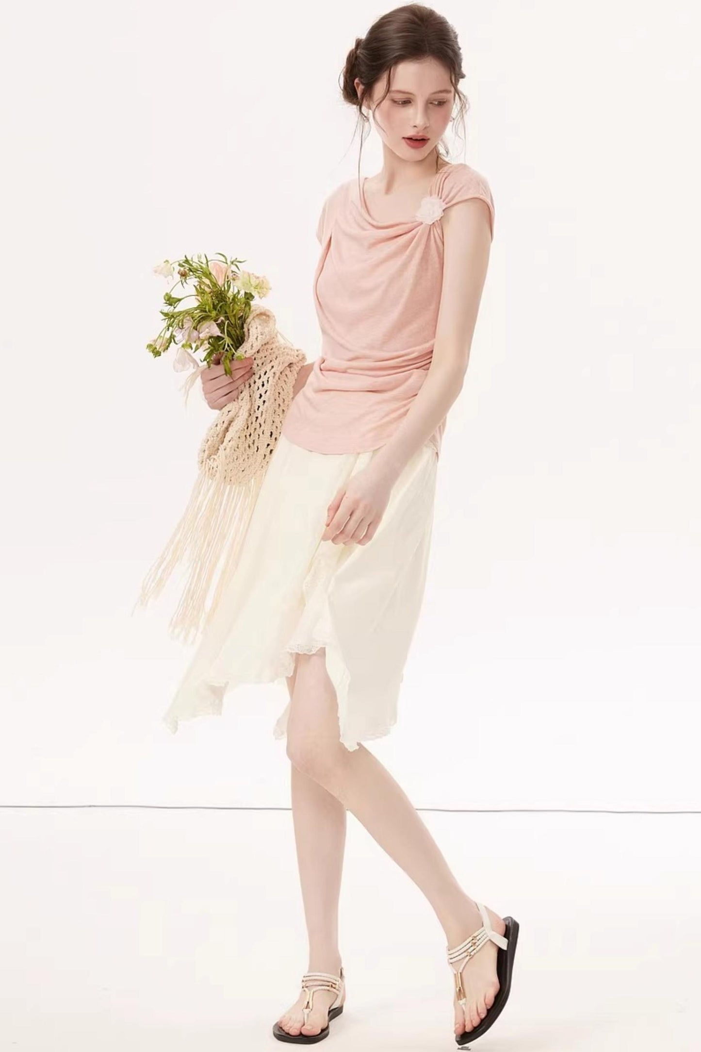 High-Elasticity Draped Knit Top