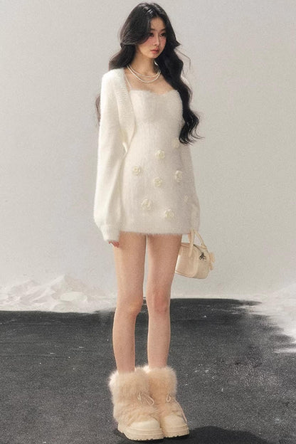 Three-Dimensional Floral Winter Dress