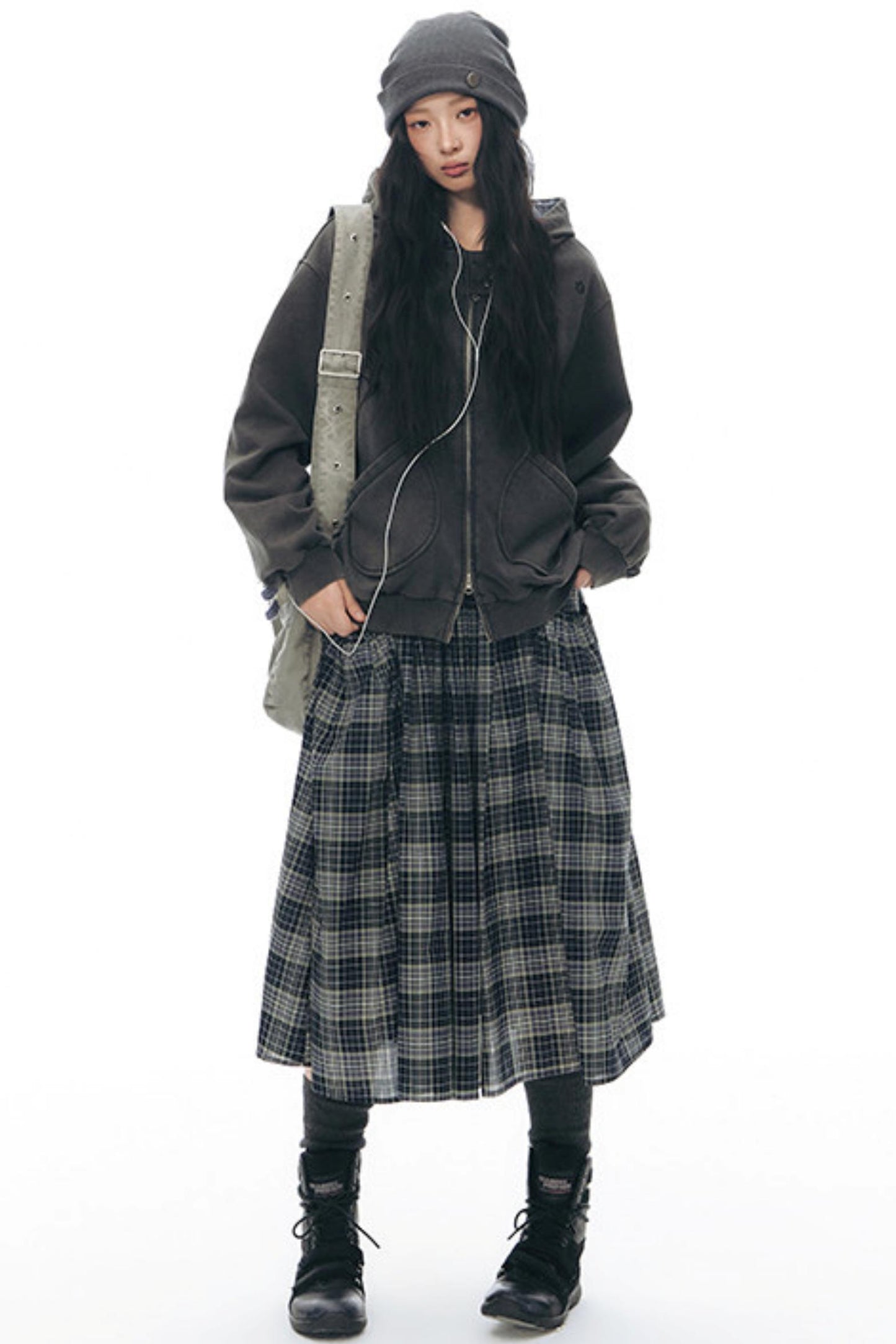 Retro Plaid Umbrella Skirt