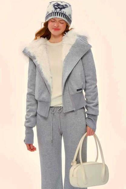 Retro Fleece Hooded Jacket Set-Up