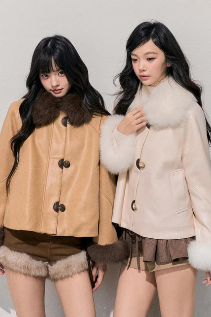 Korean Faux Fur Wide-Leg Pants