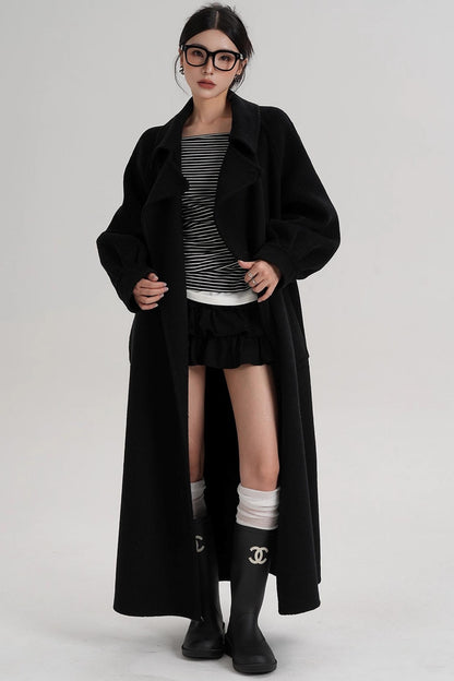 Temperament Back Slit Wool Coat
