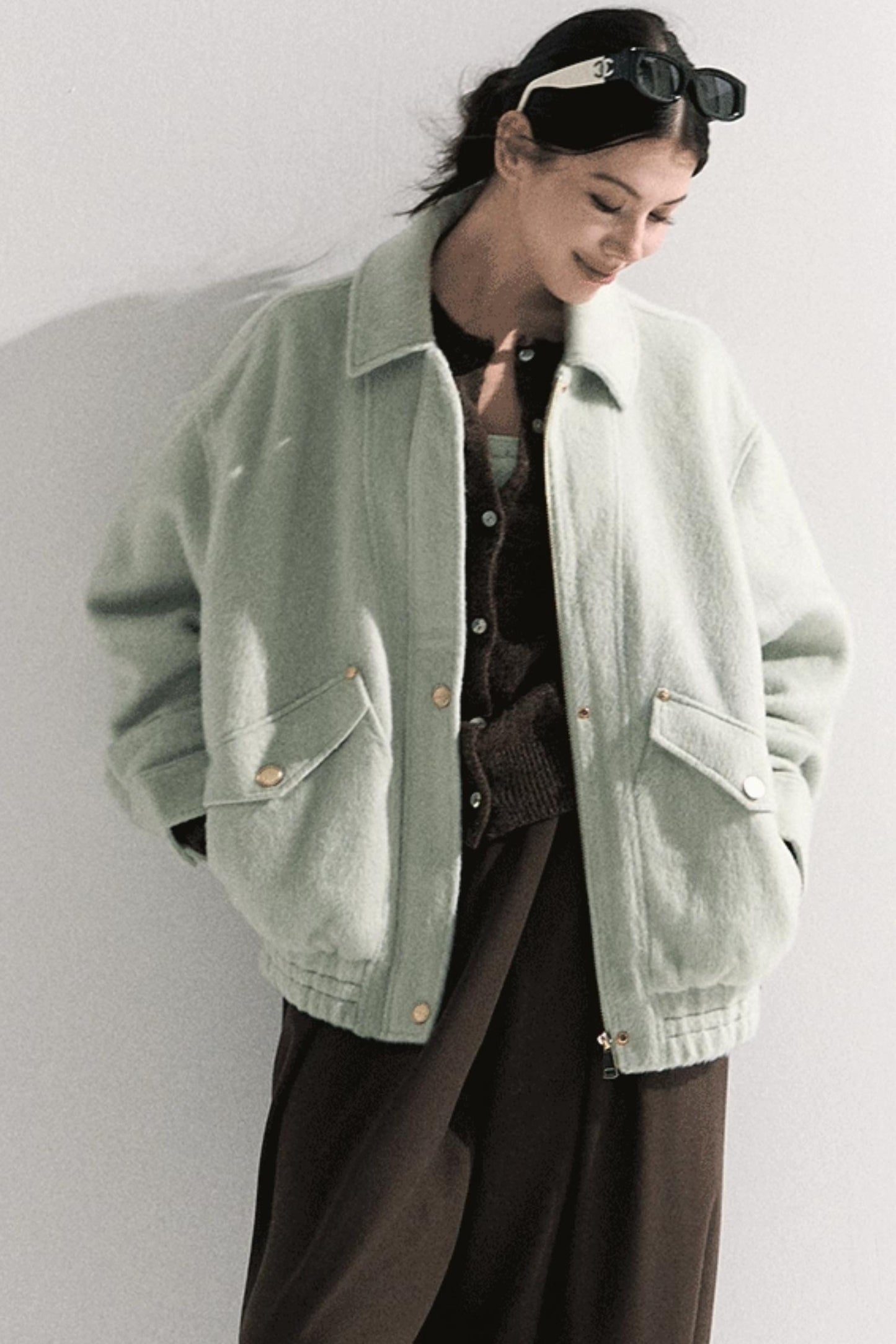 Vintage Crewneck Wool Knit Cardigan