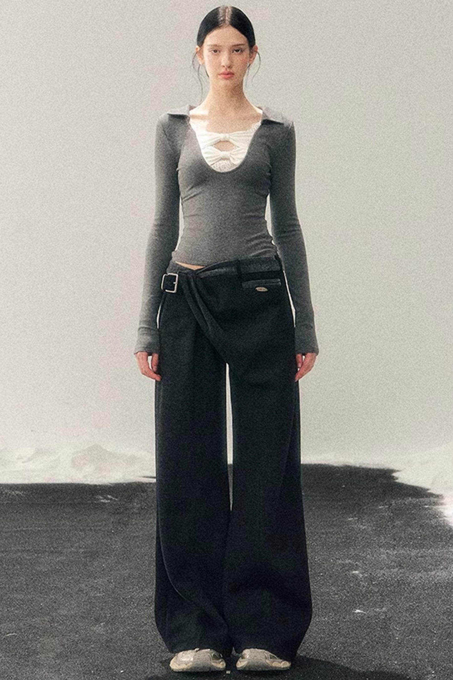 Fleece-Lined Wide-Leg Pants