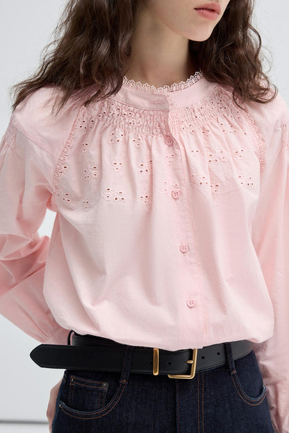 French Embroidered Cut-Out Lace Top