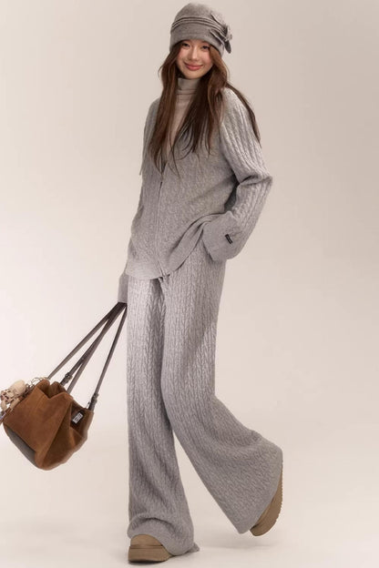 Knitted Jacket Pants Set-Up