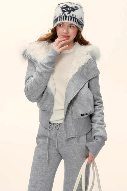 Retro Fleece-Lined Hooded Jacket Set-Up