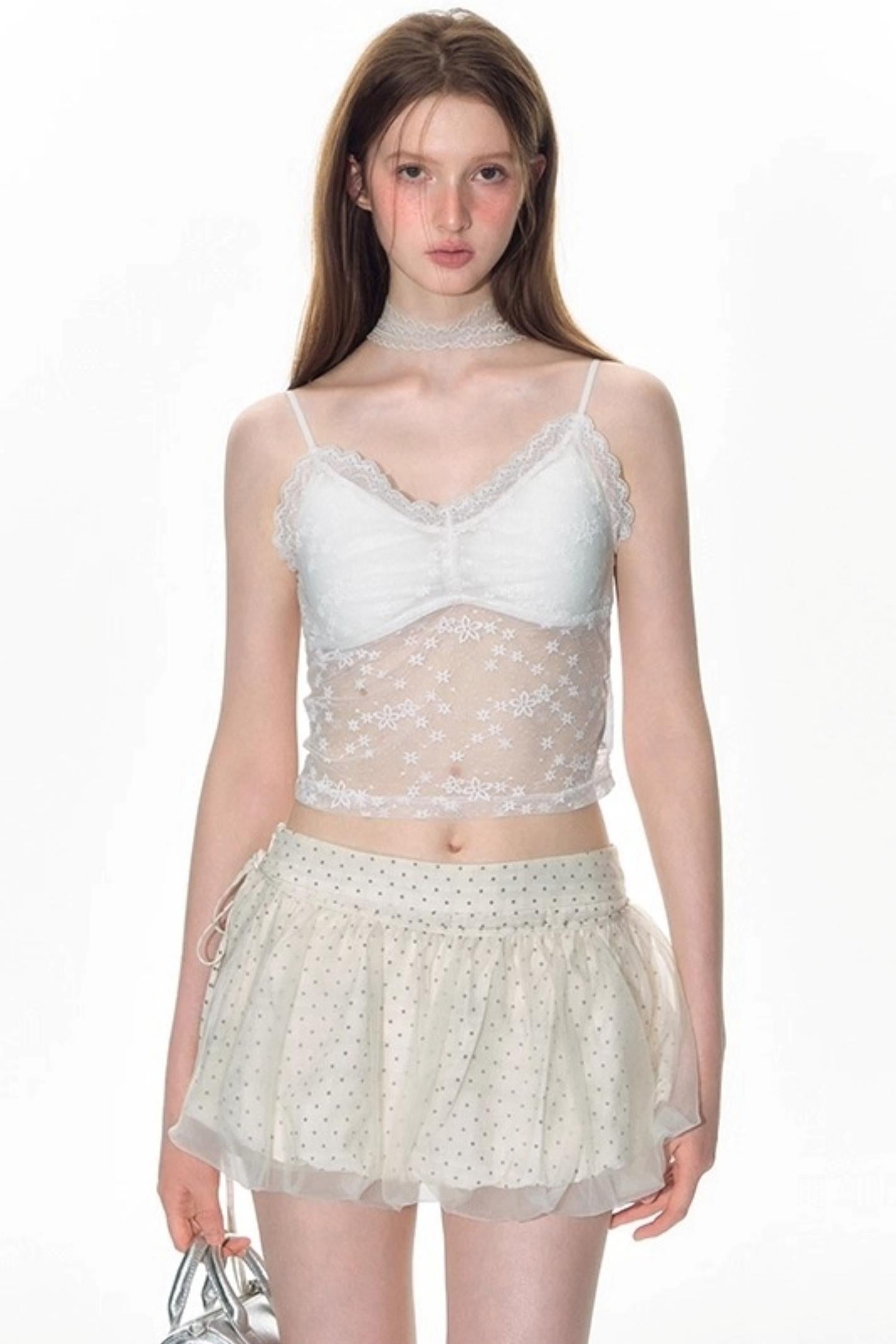 Nap Dot Mesh Culottes Set-Up