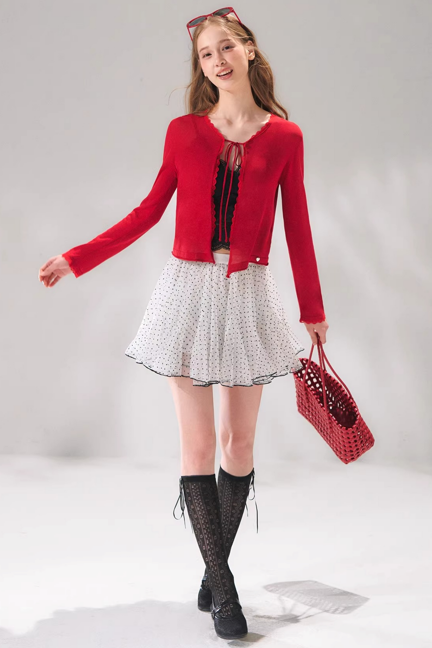 Velvet Polka Dot Skirt Set-Up